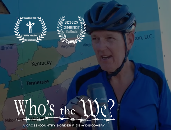 A screenshot of the Who's the We website overlay with Pastor Doug Pagitt in the background.
